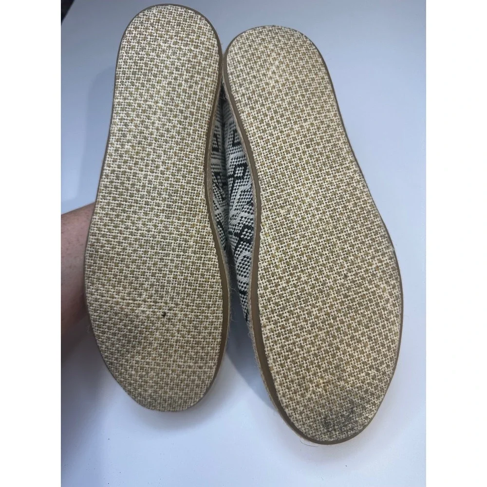 TOMS Womens Alpargata Woven Geometric Espadrille Flats Black White Size 8